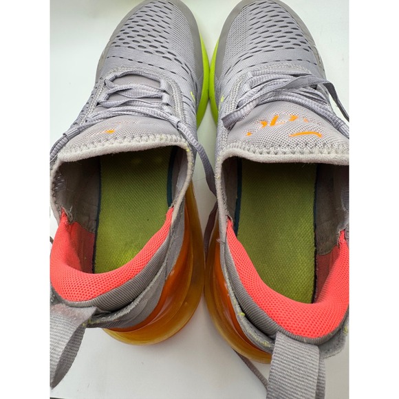 Nike Air Max 270 Grey Neon Orange Running Lifestyle Shoes Mens Size 8 AH8050 012 - Picture 8 of 13